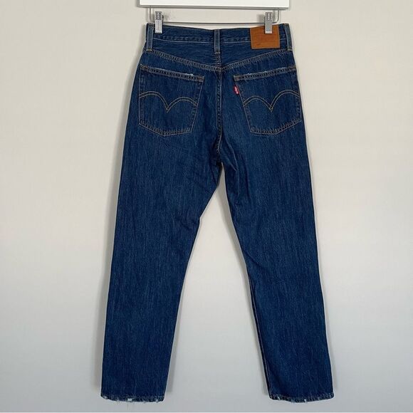 Levi's 501 Crop Straight Leg Distressed Jeans in Market Grammar Wash Sz 25 NWOT - Picture 5 of 14
